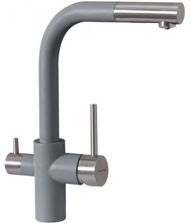 Смеситель для кухни Florentina Кристалл с подключением под фильтр серый шёлк